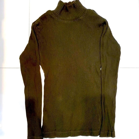 Clifford & Wills 💯 cotton military green mock neck ribbed turtleneck.Size Small - Picture 2 of 5